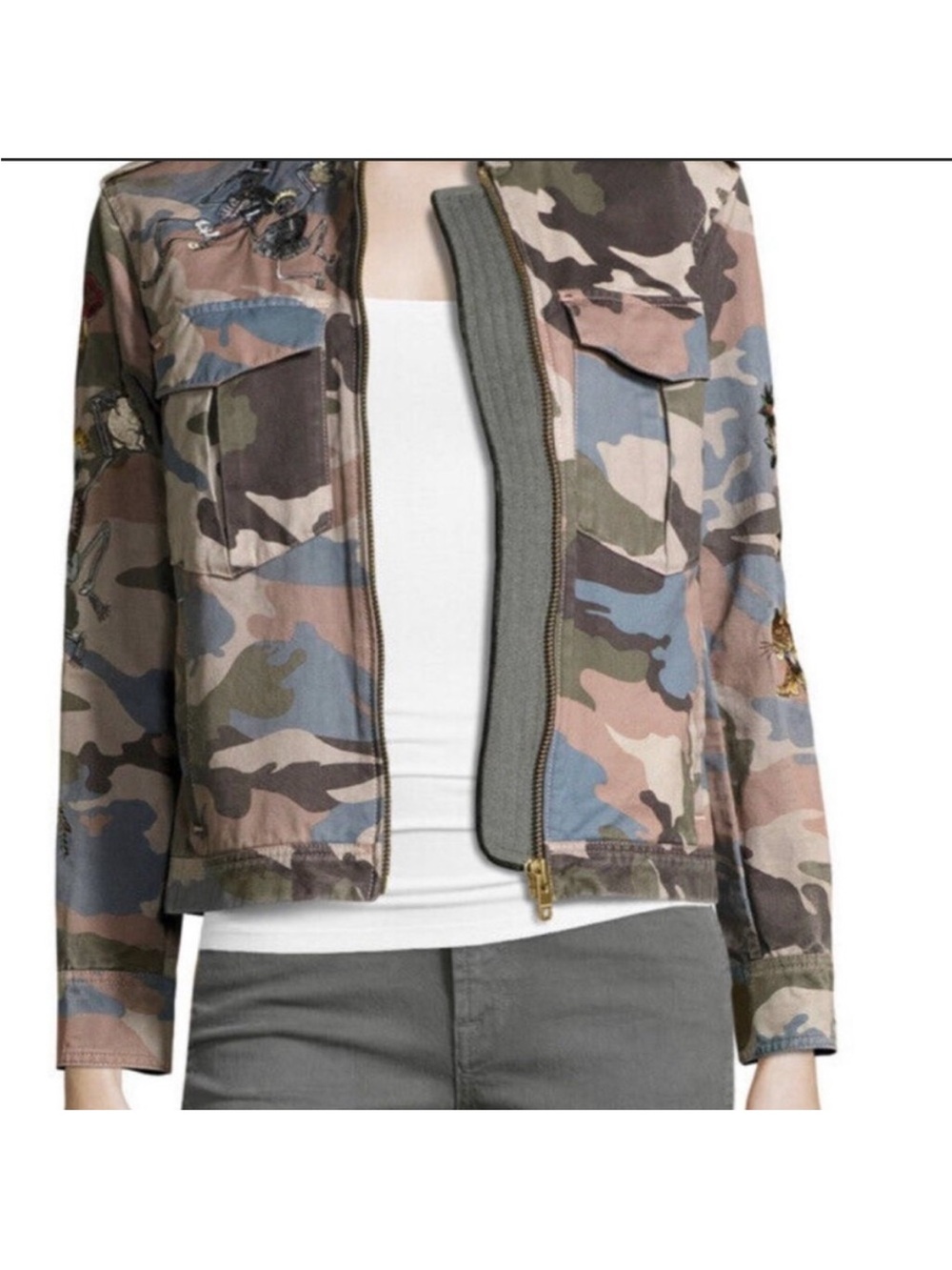 🎉SALE🎉 Zadig & Voltaire Kavy Camou Brode Embroidered Camo Utility Jacket NWOT - Picture 10 of 12